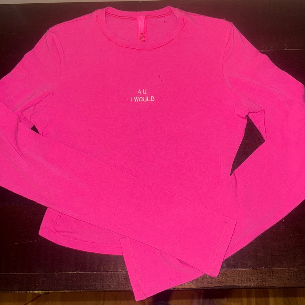 SKIMS Vibrant Pink Long Sleeve Top Valentine’s Shirt Small